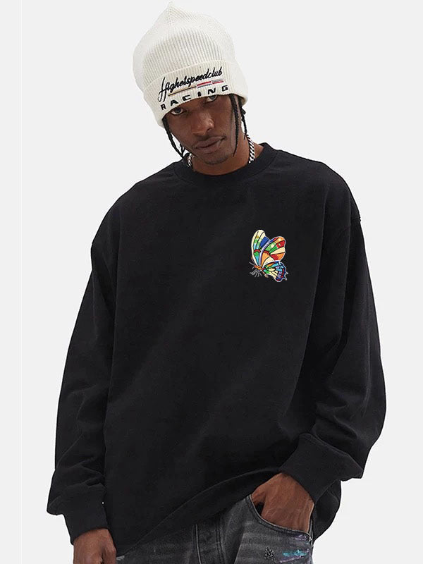 Men's Casual Oversized Sweatshirt with Colorful Butterfly Print Hudson & Parker