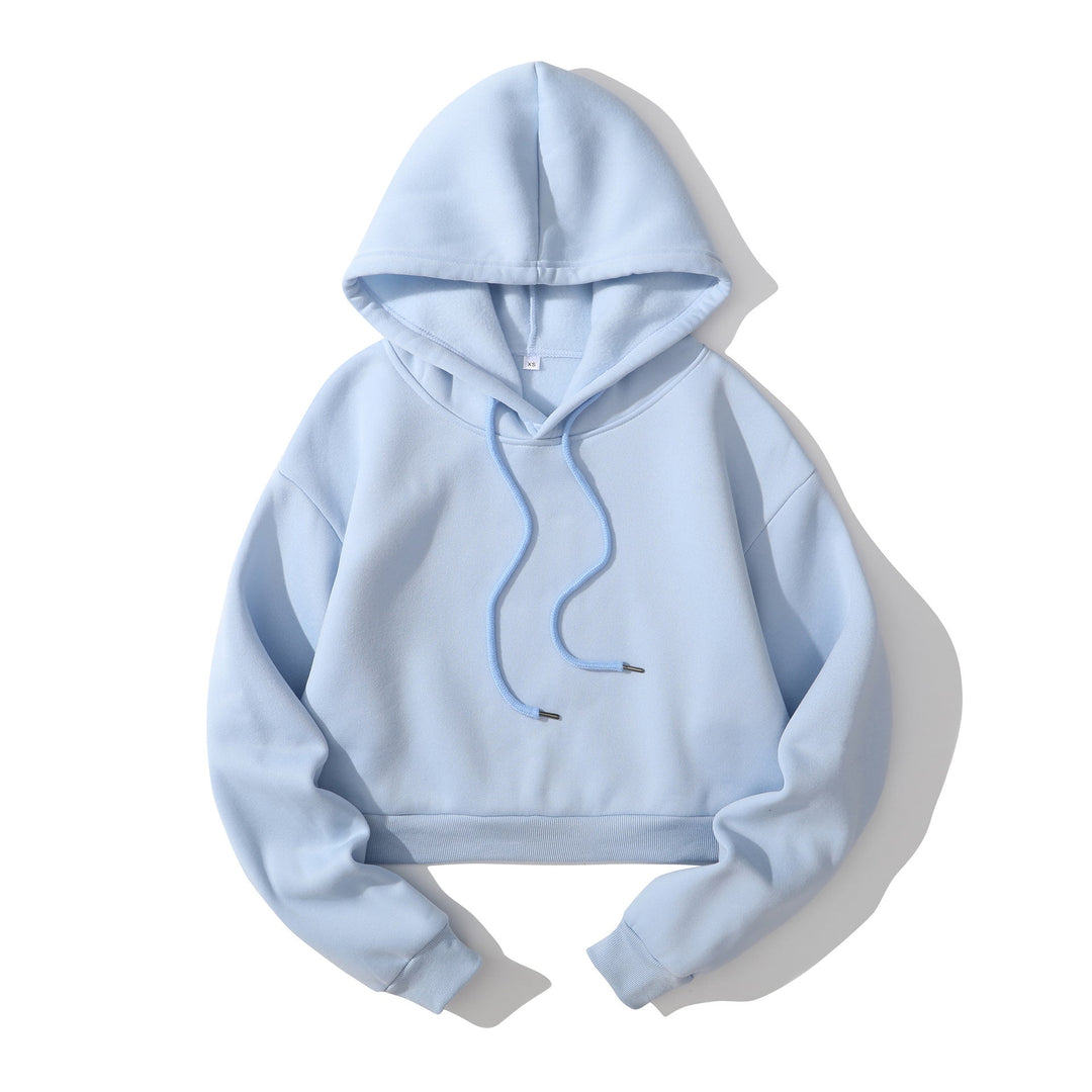 Women's cropped hoodie with soft fleece interior and elastic ribbed hem Hudson & Parker