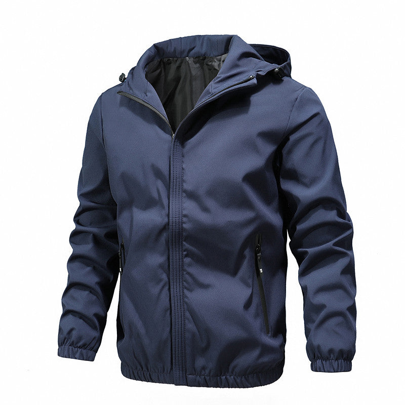 Men's Softshell Jacket with Hood, Wind and Water Resistant, Elastic Cuffs Hudson & Parker