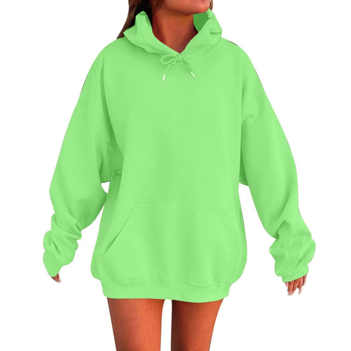 Women’s oversized hoodie dress with kangaroo pocket, extended silhouette and soft French terry Hudson & Parker Fashion