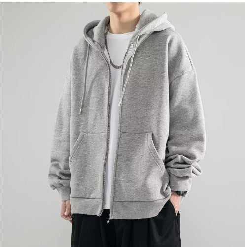 Men's oversized hoodie jacket with full zip, double-layer hood, and kangaroo pockets Hudson & Parker