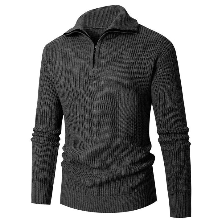 Men's coarse structure half-zip mock neck pullover made of thermoregulating blend Hudson & Parker