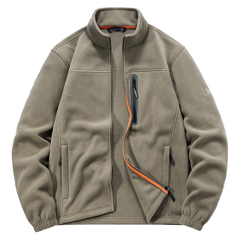 Men's fleece jacket with wind-resistant microfleece, welded chest zipper pocket, and elastic cuffs Hudson & Parker