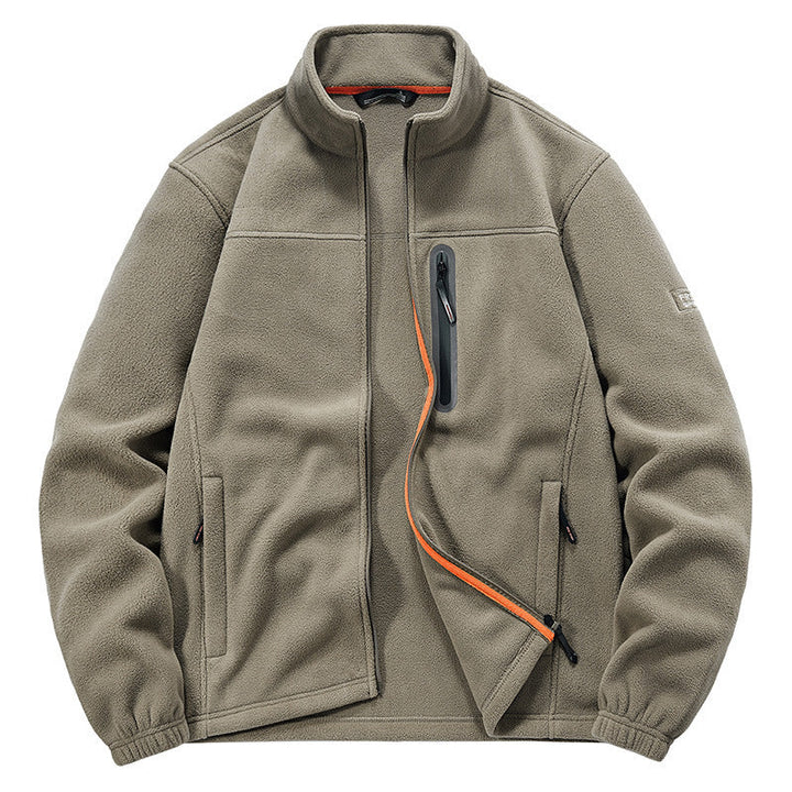 Men's fleece jacket with wind-resistant microfleece, welded chest zipper pocket, and elastic cuffs Hudson & Parker