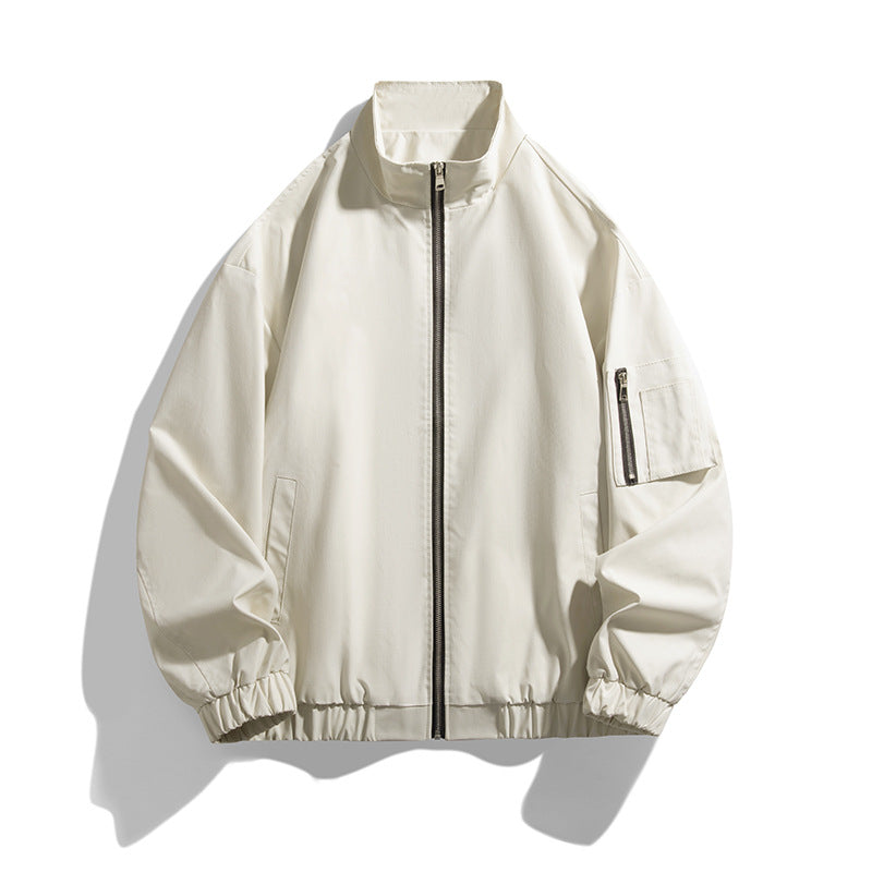 Men's Lightweight Utility Zip Jacket with Stand Collar, Arm Pocket and Elastic Hem Hudson & Parker
