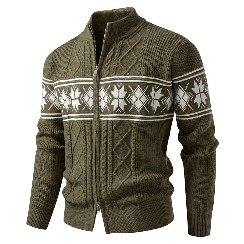 Men's Norwegian pattern cardigan with stand-up collar and zipper Hudson & Parker