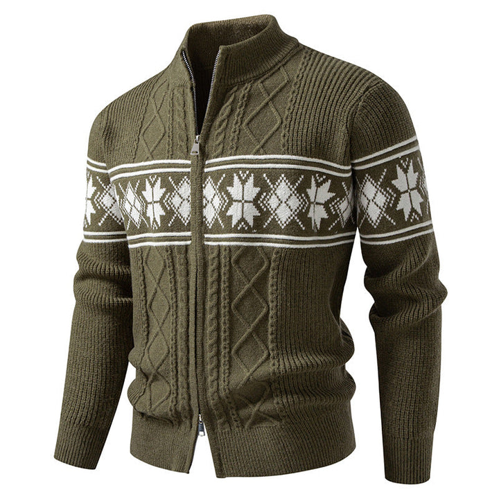 Men's Norwegian pattern cardigan with stand-up collar and zipper Hudson & Parker
