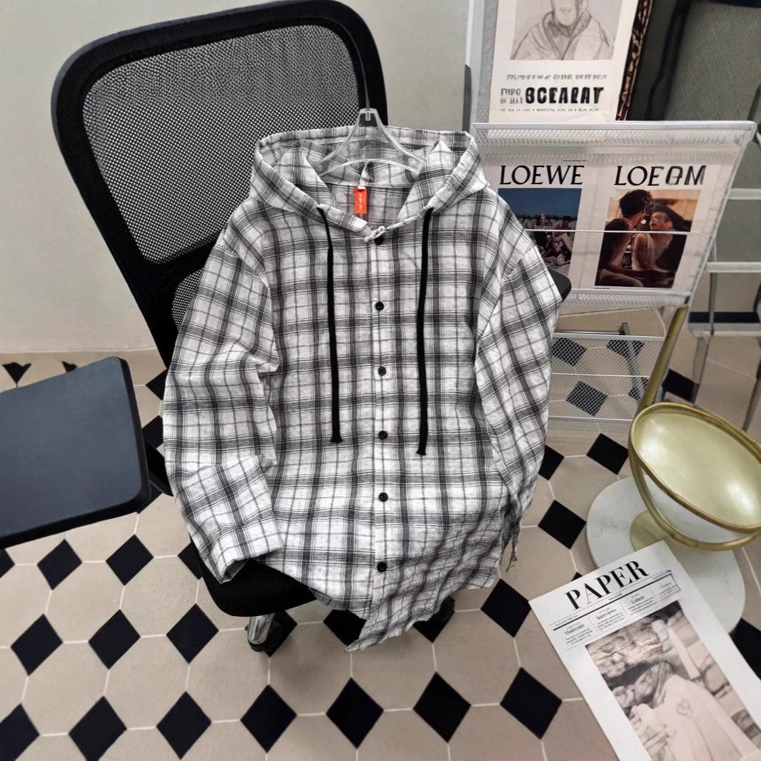 Women's URBAN CHECK HOODIE WITH BUTTON DETAILS Hudson & Parker