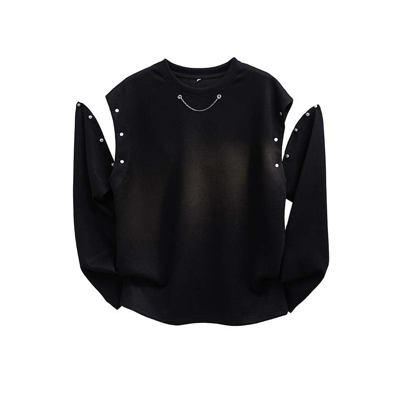 Women's Oversized Sweatshirt with Chain Detail and Snap Button Sleeve Opening Hudson & Parker