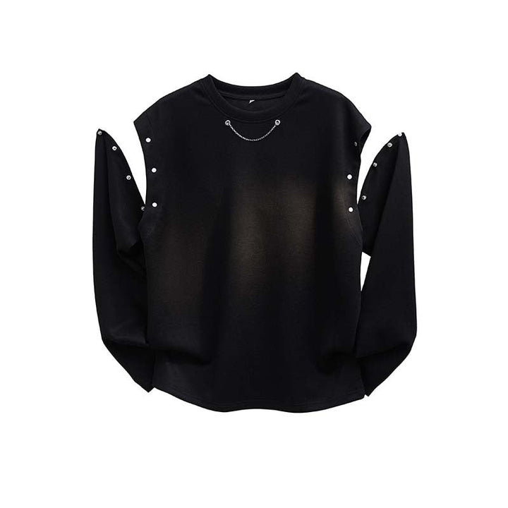 Women's Oversized Sweatshirt with Chain Detail and Snap Button Sleeve Opening Hudson & Parker