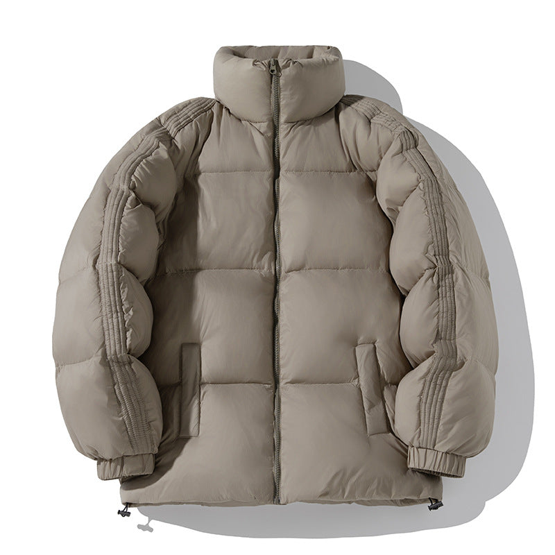 Unisex Oversize Puffer Jacket with High Stand-Up Collar, Side Arm Zippers and Drawstring Hudson & Parker