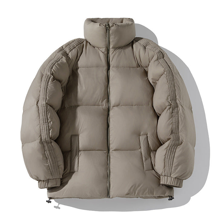 Unisex Oversize Puffer Jacket with High Stand-Up Collar, Side Arm Zippers and Drawstring Hudson & Parker