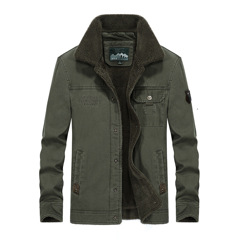 Men's Sherpa-lined canvas trucker jacket with thermal lining and chest pockets Hudson & Parker