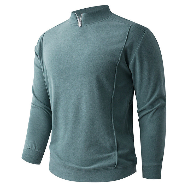 Men's Comfortable Stretch Half-Zip Sweater with Stand-Up Collar and Brushed Inner Lining Hudson & Parker