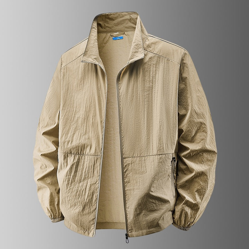 Men's ultralight windproof transitional jacket with stand-up collar and compact pack function Hudson & Parker
