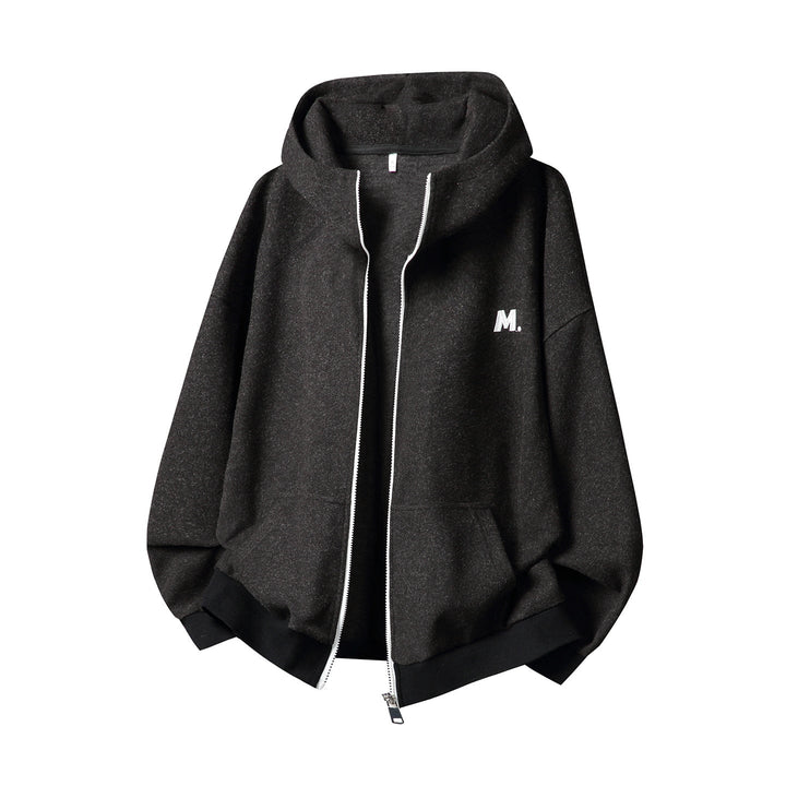 Unisex Oversize Hoodie Sweatjacke with all-over zipper and minimalist chest embroidery Hudson & Parker