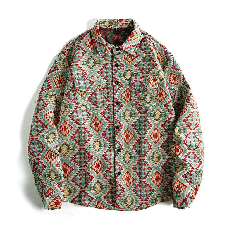 Men's Patterned Overshirt Jacket in Patchwork Jacquard Hudson & Parker