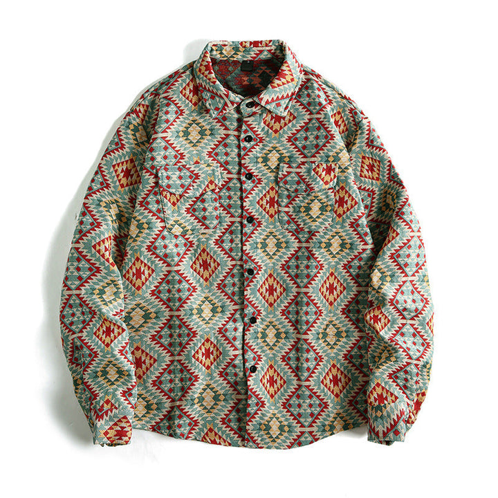 Men's Patterned Overshirt Jacket in Patchwork Jacquard Hudson & Parker