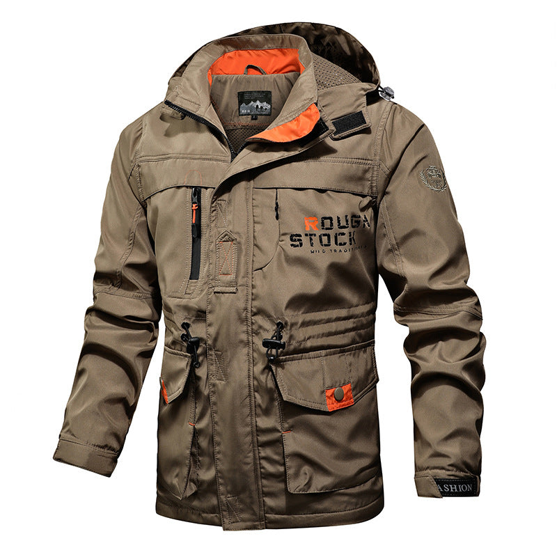 Men's Waterproof Functional Parka with Hood, Multiple Pockets and Checked Lining Hudson & Parker