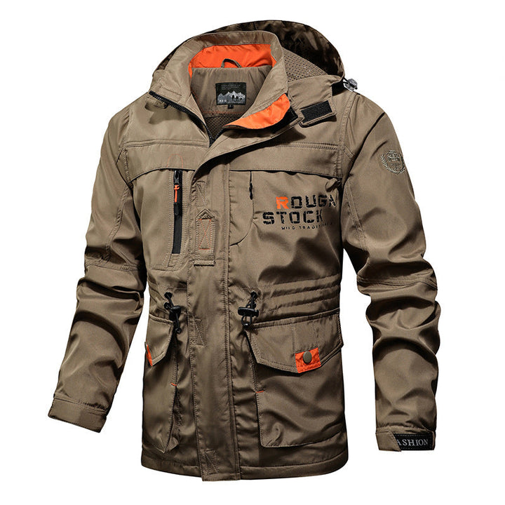 Men's Waterproof Functional Parka with Hood, Multiple Pockets and Checked Lining Hudson & Parker