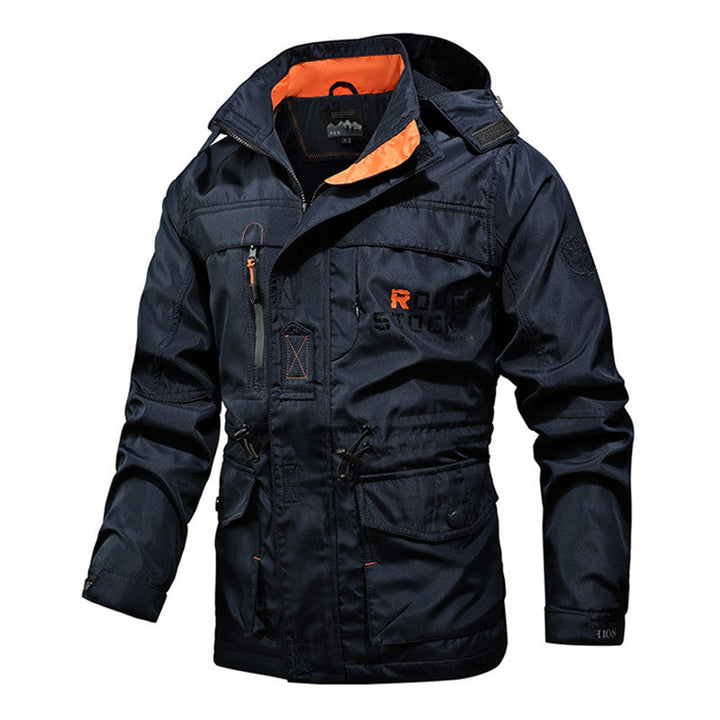 Men's Waterproof Functional Parka with Hood, Multiple Pockets and Checked Lining Hudson & Parker