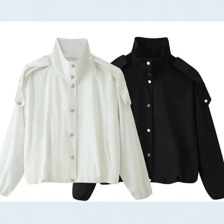 Women’s short-cut boxy blouson with high stand-up collar and dropped shoulders Hudson & Parker