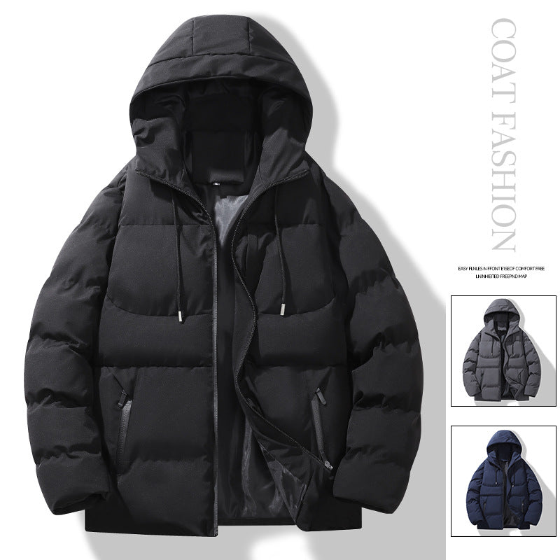 Men's Padded Quilted Hooded Jacket with Thermal Filling and Windproof Outer Shell Hudson & Parker
