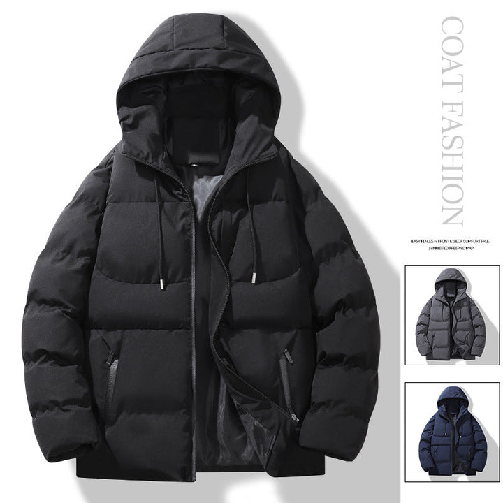 Men's Padded Quilted Hooded Jacket with Thermal Filling and Windproof Outer Shell Hudson & Parker