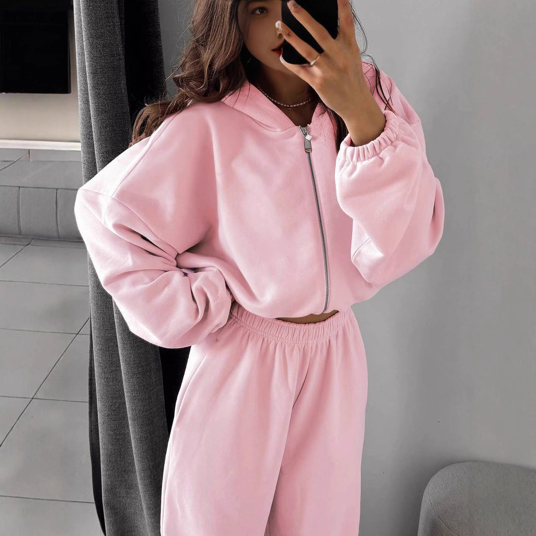 Women nan oversized hoodie jacket with full zip and high waist elastic waistband jogging pants set Hudson & Parker