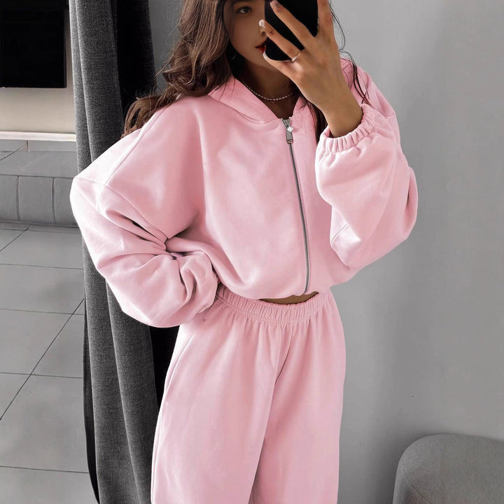 Women nan oversized hoodie jacket with full zip and high waist elastic waistband jogging pants set Hudson & Parker