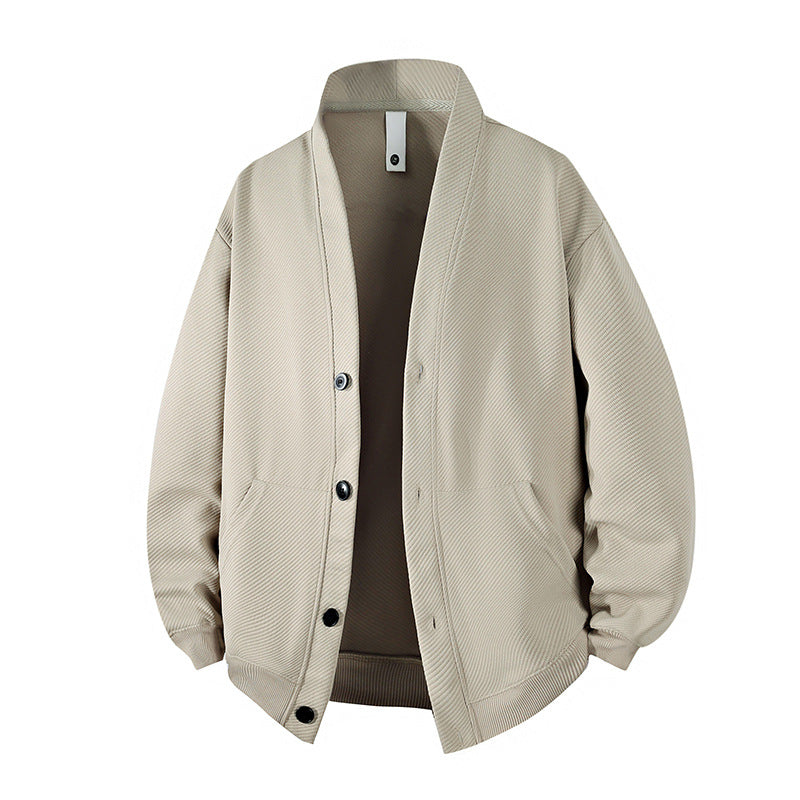 Men's structured knit cardigan jacket with continuous button placket and patch pockets Hudson & Parker
