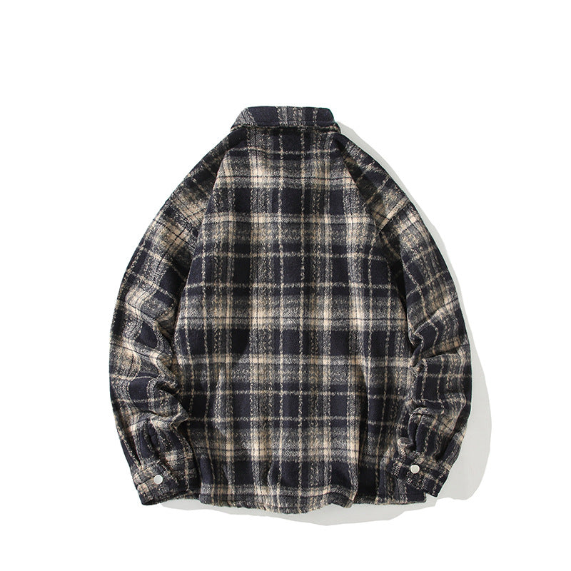 Men's Checked Flannel Overshirt with Snap Front and Straight Cut Hudson & Parker