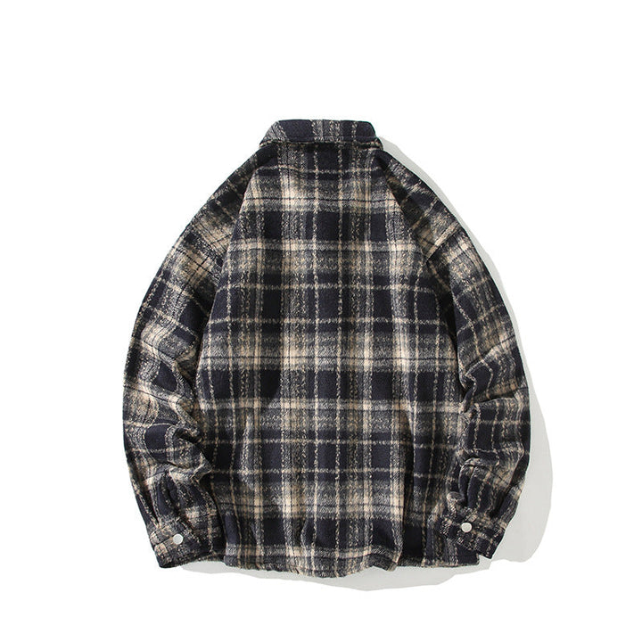Men's Checked Flannel Overshirt with Snap Front and Straight Cut Hudson & Parker