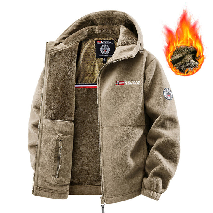 Men's teddy fleece hoodie with thermal insulation, two-way zipper & concealed zip pockets Hudson & Parker