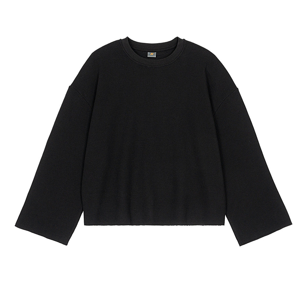 Men's Boxy Waffle Knit Sweater with Oversized Cut and Round Neck Hudson & Parker