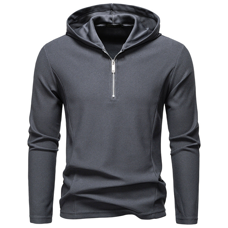 Men's Lightweight Textured Half-Zip Hoodie with Breathable Mesh Hudson & Parker