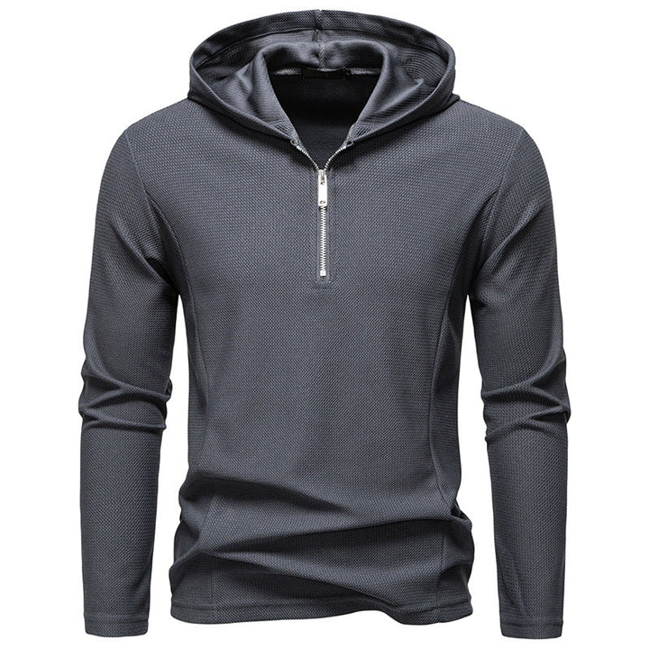 Men's Lightweight Textured Half-Zip Hoodie with Breathable Mesh Hudson & Parker