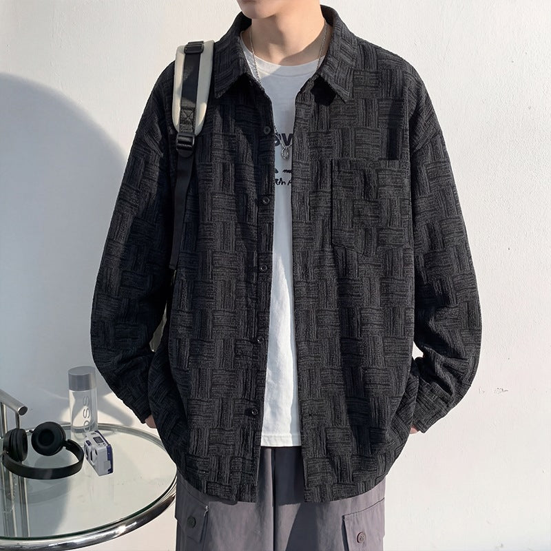 Men's overshirt jacket made of structured blend with check pattern relief Hudson & Parker