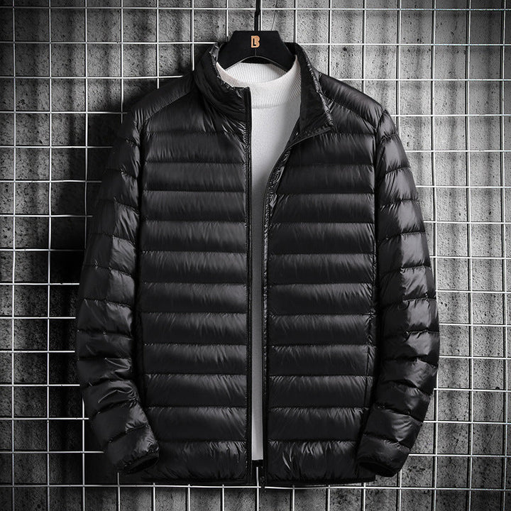 Men's Lightweight Quilted Insulated Padded Jacket with Stand-Up Collar and Pack Function Hudson & Parker