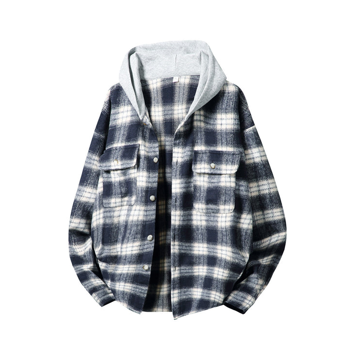 Unisex overshirt in layer look with integrated hood Hudson & Parker