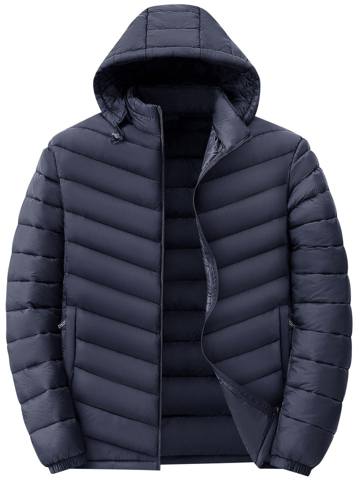Men's ultralight quilted hooded jacket with thermal insulation & packable design Hudson & Parker