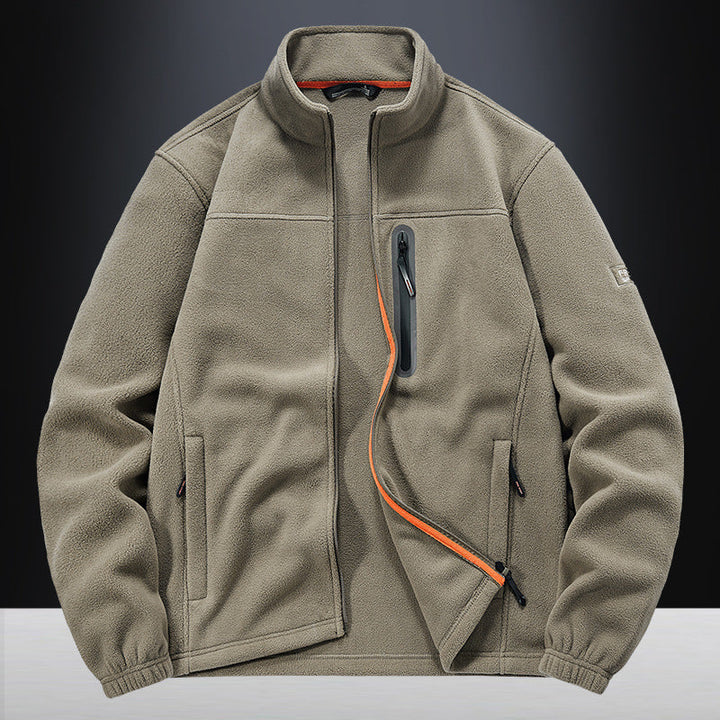 Men's fleece jacket with wind-resistant microfleece, welded chest zipper pocket, and elastic cuffs Hudson & Parker