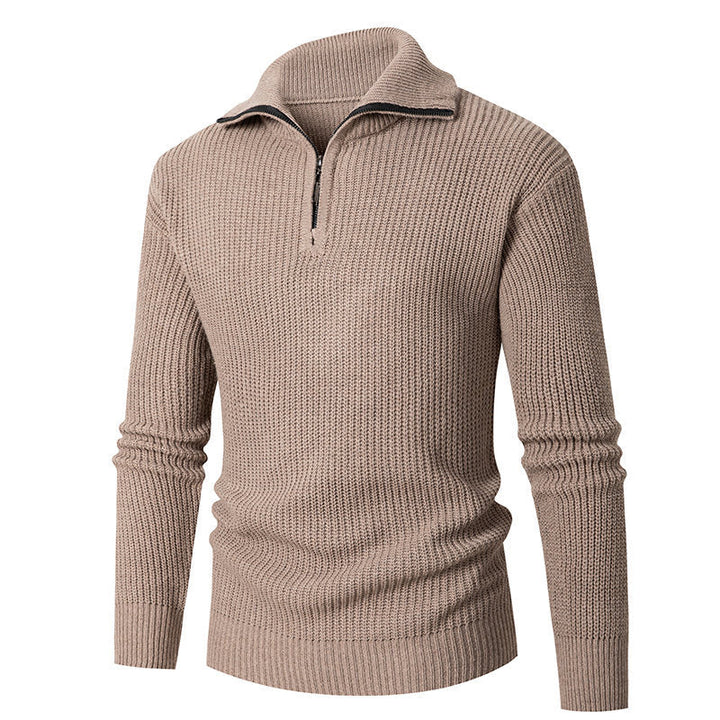 Men's coarse structure half-zip mock neck pullover made of thermoregulating blend Hudson & Parker