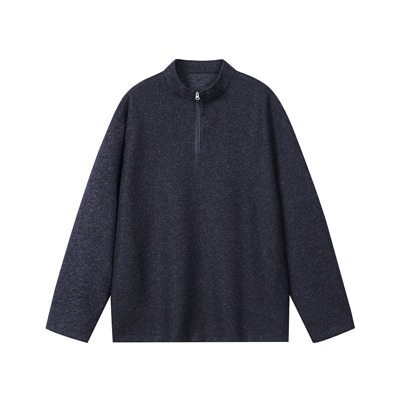 Men's Half-Zip Sweatshirt with Stand Collar and Heathered Texture Hudson & Parker