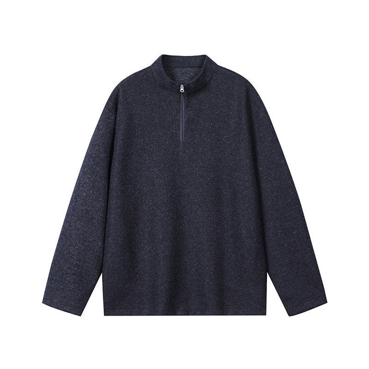 Men's Half-Zip Sweatshirt with Stand Collar and Heathered Texture Hudson & Parker