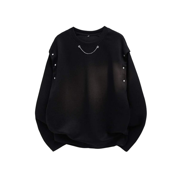 Women's Oversized Sweatshirt with Chain Detail and Snap Button Sleeve Opening Hudson & Parker