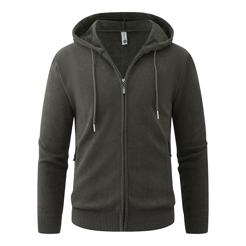 Men's Hooded Fleece Jacket with Full Zip and Ribbed Cuffs Hudson & Parker