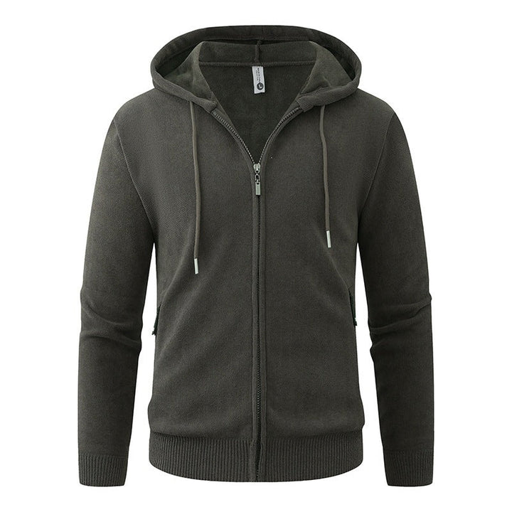 Men's Hooded Fleece Jacket with Full Zip and Ribbed Cuffs Hudson & Parker