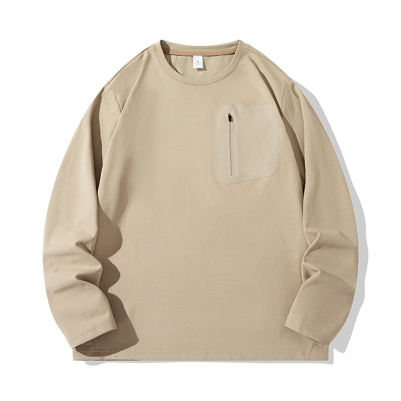 Unisex Oversize Long Sleeve Sweatshirt with Chest Zipper Pocket and Crew Neck Hudson & Parker