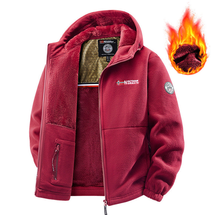 Men's teddy fleece hoodie with thermal insulation, two-way zipper & concealed zip pockets Hudson & Parker